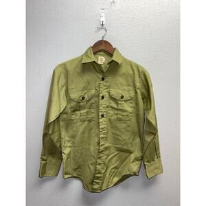 Youth Vintage Boy Scouts Of America Button Up Shirt Official Green VTG XL